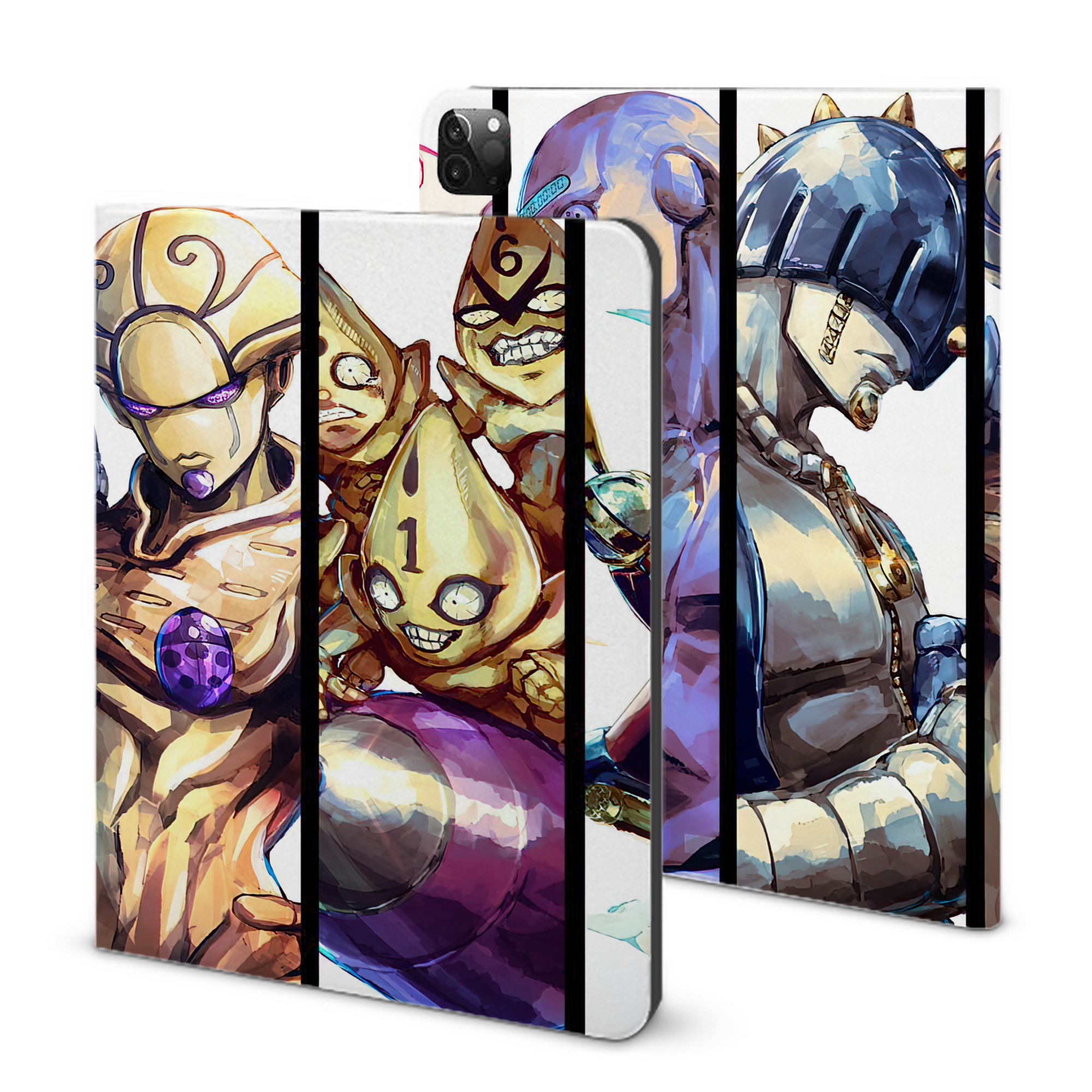 （画像用） ジョジョの奇妙な冒険 JoJo's Bizarre Adventure IPadケース ペンホルダー付き ブックスタイルデザイン